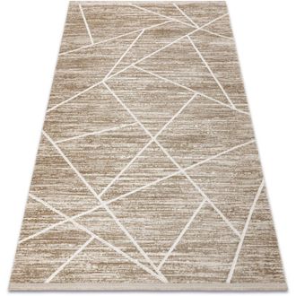 RugsX Tappeto moderno duke 51557 beige / crema - Geometrico strutturata, molto morbida, frange beige 120x170 cm