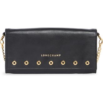 Longchamp Paris Leather Wallet on a Chain in Black at Nordstrom Rack
