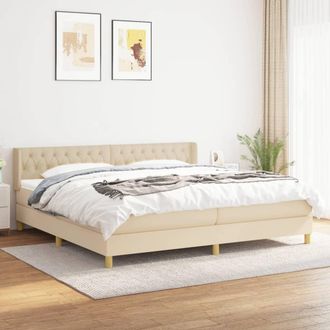 vidaXL Vidaxl - Cama Box Spring Con Colch&oacute;n Tela Color Crema 200x200 Cm