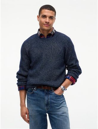 Tommy Hilfiger Mens Relaxed Donegal Shaker Knit Sweater - Carbon Navy - XXL