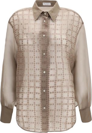 Brunello Cucinelli Beige Regular Checks Shirt