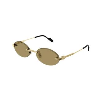 Cartier Sunglasses, unisex, Yellow, Size: 55 MM Frameless Oval Sunglasses