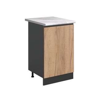 Vicco Mueble Bajo De Cocina R-line, Roble Dorado/antracita, 50 Cm Encimera M&aacute;rmol, Vicco
