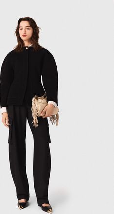 Maje Double-faced Coat - Black - Maje