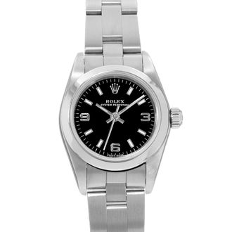 Rolex Pre-owned Rolex Oyster Perpetual 24 Automatic Chronometer Black Dial Ladies Watch 76080 BKSO