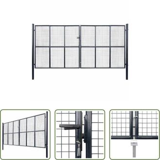 vidaXL Cancelletto in acciaio zincato - Cancello da Giardino in Rete di Acciaio Zincato 400x175 cm Grigio