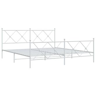 Berkfield Home Metal Bed Frame without Mattress with Footboard White 183x213cm | Size: 183x213 cm