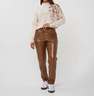 Esqualo Trousers Metallic Pullup Pants In Bronze Metallic