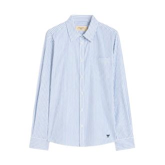 Max Mara Shirts, female, Blue, Size: XS Striped Poplin Shirt with Embroidered Logo