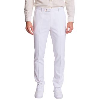 Paisley & Gray Downing Slim Fit Linen Blend Dress Pants in White Lotus Linen at Nordstrom Rack, Size 44 X 32