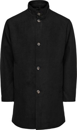 Only & Sons Kurzmantel ONLY & SONS ONSCHARLES WOOL COAT OTW, Herren, Gr. XXL, schwarz, Web, Obermaterial: 50% Wolle, 40% Polyester, 5% Polyacryl, 5% Viskose, unif