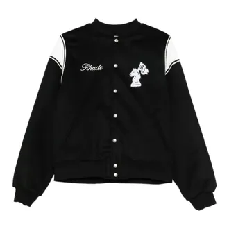 Rhude Baggy Collegiate Logo Short Bomber - male - Rhude - Bomber Jackets - Black - M - Jackets