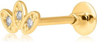 MAX + STONE Solid 14K Gold Single Comfy Flat Back Cartilage Lotus Stud Earrings