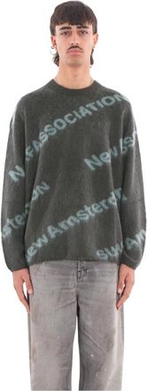 New Amsterdam Surf Association Jacquard Knit - Heren - Ronde hals truien - Groen - L - Wol - Truien & Vesten