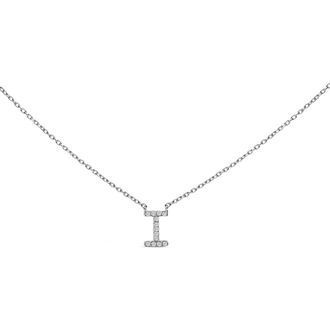 House of Brilliance 10K White Gold Diamond Accent A-Z Block Initial Pendant Necklace in White Gold | I at Nordstrom