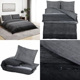 vidaXL Set Copripiumino Grigio Scuro 260x240 cm in Cotone - Coperta - Biancheria da letto