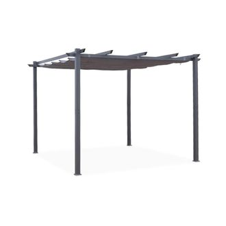 Sweeek Pergola, aluminio, 3x3m, tela deslizante, gris