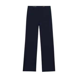 Brooks Brothers Rechte Wollen Blend Broek - Dames - Straight fit broeken - Blauw - XL - Wol - Broeken