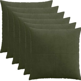 vidaXL Funda De Almohada 6 Pcs Almelo Verde 55 X 55 Cm Pana Vidaxl