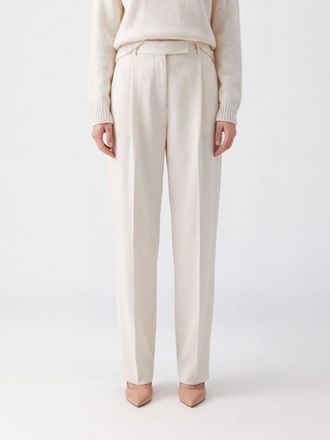 R&oacute;he Straight-Leg Virgin Wool Trousers with Pleats
