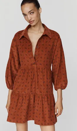 Maeve Bettina Corduroy Tiered Mini Shirtdress