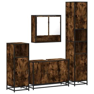 Berkfield Home 4&not;Piece Bathroom Furniture Set&not;Smoked Oak Engineered Wood in Brown