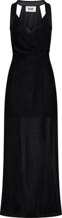 Silvian Heach Lange Jurk met Gekruist Detail aan de Voorkant - Dames - Avondkleed - Zwart - XS - Kleedjes