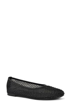 Nine West Burnne Studded Mesh Flat in Black at Nordstrom, Size 10.5