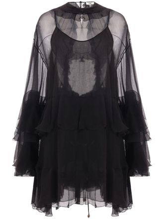 Chlo&eacute; ruffled silk-georgette mini dress - Black