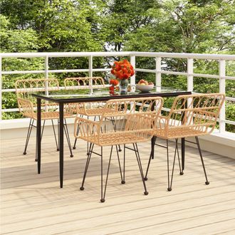 vidaXL Juego De Comedor De Jard&iacute;n 5 Piezas Rat&aacute;n Sint&eacute;tico Vidaxl