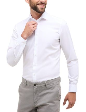 Eterna Slim Fit Shirt Long Sleeve New Kent Collar Poplin White Size 42