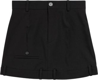 Balenciaga Zwarte Wol Deconstructed Minirok - Dames - Korte rokken - Zwart - XS - Wol - Rokken