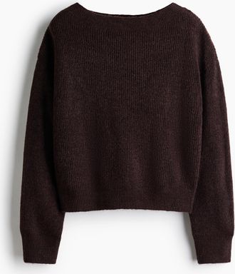 H&M Oversized Pullover mit U-Boot-Ausschnitt - Brown