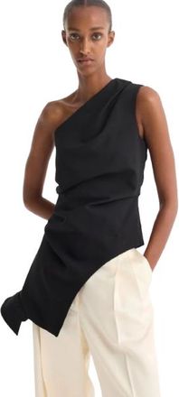 R&oacute;he Rohe Black Wool Blend One Shoulder Top Size 36