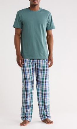 Majestic International T-Shirt & Plaid Pajama Pants Set in Watercress at Nordstrom Rack, Size X-Large