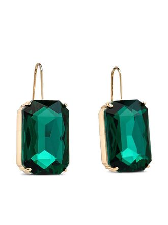 Kenneth Jay Lane octagon fishhook earrings - women - Emerald/Brass - One Size - Green