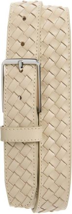 Nordstrom Enzo Woven Leather Belt in Sand at Nordstrom, Size 30