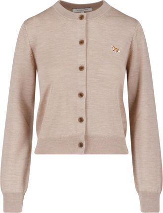 Maison Kitsun&eacute; Beige Baby Fox Merino Wool Cardigan