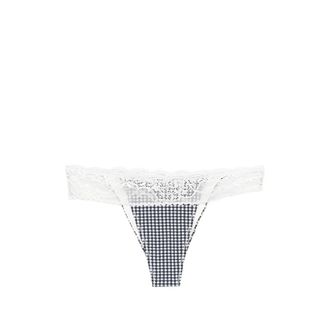 Frankies Bikinis Lea Gingham Lace-trim Bikini Bottoms