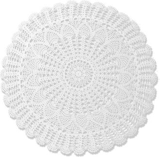 OEM 1 Pieza - Mantel Tejido - 95 Cm, Redondo, Blanco, De Algod&oacute;n, Hecho A Mano Con Encaje De Ganchillo - Decoraci&oacute;n Del Hogar Estilo Bohemio - Blanco