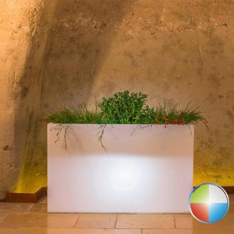 Monacis Jardinera De Resina Luminosa Lampara Rectangular L&aacute;mpara Led 5w Rgb Con Mando A Distancia - 50/60hz - Bater&iacute;a Recargable Solar O Con Cargador Universa