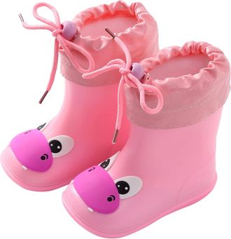 Generic Kids 111 Rain Boots Children Cute Easy on Handles 333 Booties Rubber Rainboots Lightweight Non-222 Shoes (B, 10.5 Little Child)
