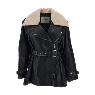 Halfboy Biker Trench - Dames - Leren en Su&egrave;de Jassen - Zwart - S - Leer - Jassen