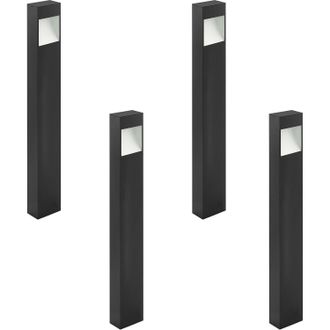 Loops 4 PACK IP44 Outdoor Pedestal Light Anthracite Tall Square Post 10W LED