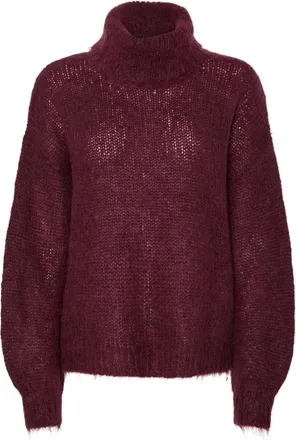 Y.A.S Y.a.s, Truien & Vesten, Dames, Rood, S, Wol, Bordeaux Gebreide Coltrui Trui