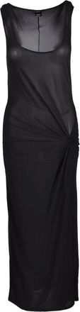 Pinko Lange jurk in viscose-elastaanmix - Dames - Maxi kleedjes - Zwart - L - Kleedjes