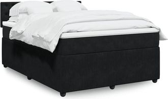 vidaXL Vidaxl - Cama Box Spring Con Colch&oacute;n Terciopelo Negro 140x200 Cm