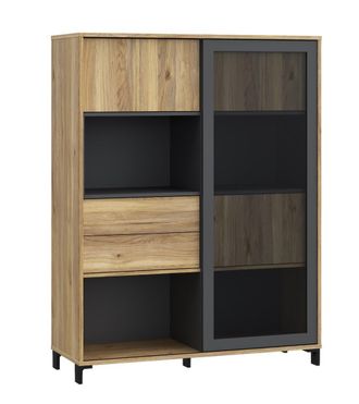 Home Heavenly Aparador alto 150x115 cm estilo industrial roble veteado y gris