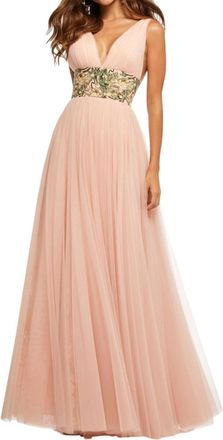 Sherri Hill Lace A-Line Gown In Blush Multi