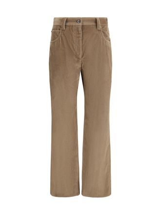 Brunello Cucinelli Brown Flat Front Pants